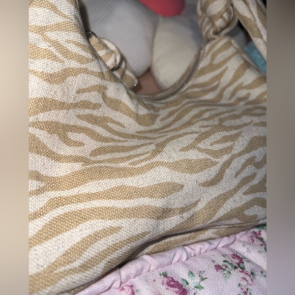 Zara Neutral Zebra Print Shoulder Bag - Picture 3 of 5